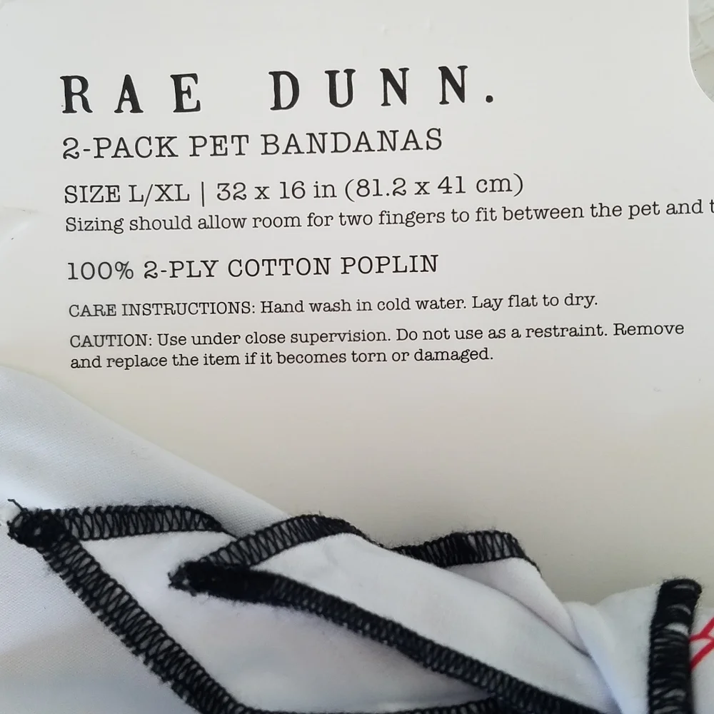 New Rae Dunn Dog 2 Pack Set  Bandanas Size L/XL
